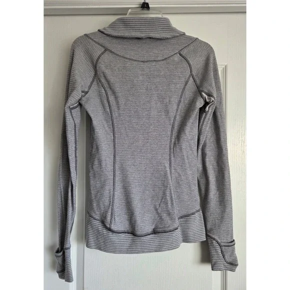Lululemon Think Fast Pullover Mini Check Pique White Heathered Slate Size 6 - Picture 3 of 7